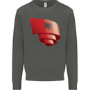 Curled Albania Flag Albanian Day Football Kids Sweatshirt Jumper Storm Grey