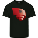 Curled Albania Flag Albanian Day Football Kids T-Shirt Childrens Black