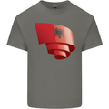 Curled Albania Flag Albanian Day Football Kids T-Shirt Childrens Charcoal