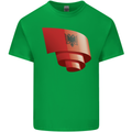 Curled Albania Flag Albanian Day Football Kids T-Shirt Childrens Irish Green