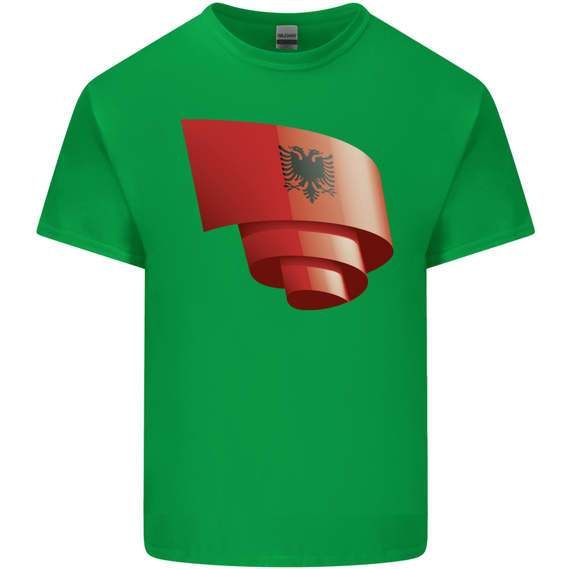 Curled Albania Flag Albanian Day Football Kids T-Shirt Childrens Irish Green