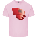 Curled Albania Flag Albanian Day Football Kids T-Shirt Childrens Light Pink