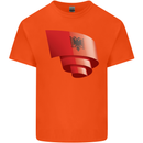 Curled Albania Flag Albanian Day Football Kids T-Shirt Childrens Orange