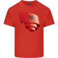 Curled Albania Flag Albanian Day Football Kids T-Shirt Childrens Red