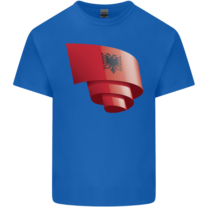 Curled Albania Flag Albanian Day Football Kids T-Shirt Childrens Royal Blue