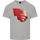 Curled Albania Flag Albanian Day Football Kids T-Shirt Childrens Sports Grey