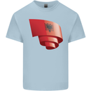 Curled Albania Flag Albanian Day Football Mens Cotton T-Shirt Tee Top Light Blue