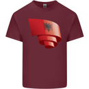 Curled Albania Flag Albanian Day Football Mens Cotton T-Shirt Tee Top Maroon