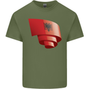 Curled Albania Flag Albanian Day Football Mens Cotton T-Shirt Tee Top Military Green