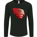 Curled Albania Flag Albanian Day Football Mens Long Sleeve T-Shirt Black
