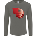 Curled Albania Flag Albanian Day Football Mens Long Sleeve T-Shirt Charcoal