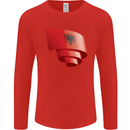 Curled Albania Flag Albanian Day Football Mens Long Sleeve T-Shirt Red