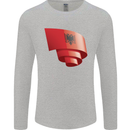 Curled Albania Flag Albanian Day Football Mens Long Sleeve T-Shirt Sports Grey