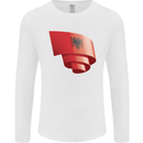 Curled Albania Flag Albanian Day Football Mens Long Sleeve T-Shirt White