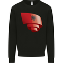 Curled Albania Flag Albanian Day Football Mens Sweatshirt Jumper Black