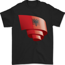 Curled Albania Flag Albanian Day Football Mens T-Shirt 100% Cotton Black