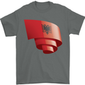 Curled Albania Flag Albanian Day Football Mens T-Shirt 100% Cotton Charcoal