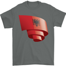 Curled Albania Flag Albanian Day Football Mens T-Shirt 100% Cotton Charcoal