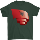 Curled Albania Flag Albanian Day Football Mens T-Shirt 100% Cotton Forest Green
