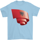 Curled Albania Flag Albanian Day Football Mens T-Shirt 100% Cotton Light Blue