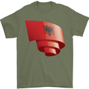 Curled Albania Flag Albanian Day Football Mens T-Shirt 100% Cotton Military Green