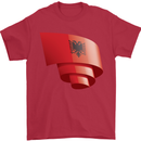 Curled Albania Flag Albanian Day Football Mens T-Shirt 100% Cotton Red