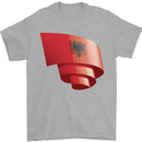 Curled Albania Flag Albanian Day Football Mens T-Shirt 100% Cotton Sports Grey