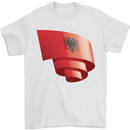 Curled Albania Flag Albanian Day Football Mens T-Shirt 100% Cotton White