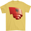 Curled Albania Flag Albanian Day Football Mens T-Shirt 100% Cotton Yellow