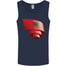 Curled Albania Flag Albanian Day Football Mens Vest Tank Top Navy Blue