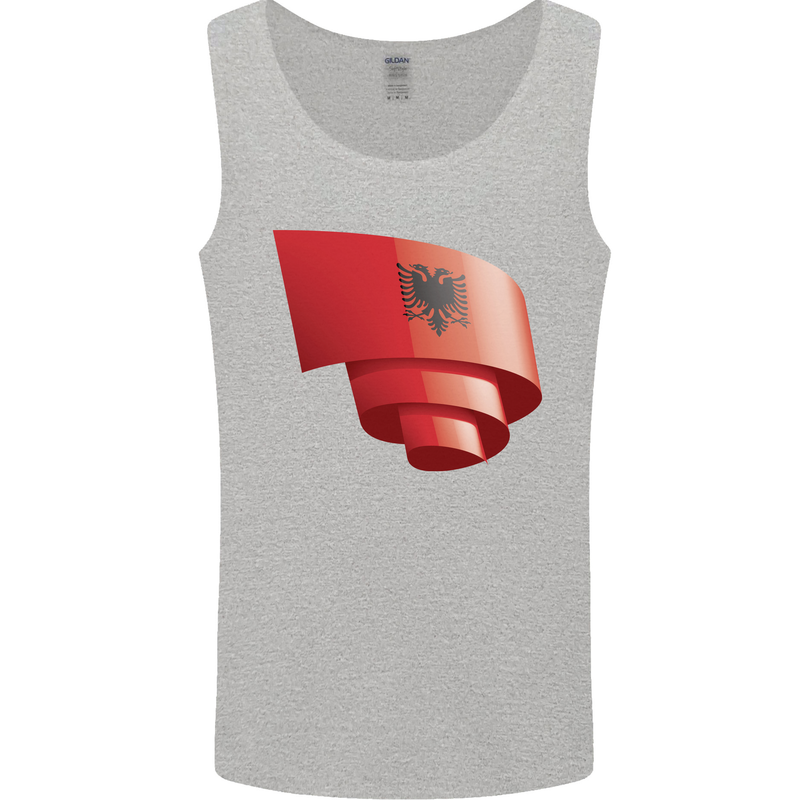 Curled Albania Flag Albanian Day Football Mens Vest Tank Top Sports Grey