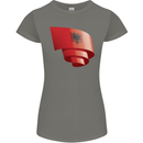 Curled Albania Flag Albanian Day Football Womens Petite Cut T-Shirt Charcoal