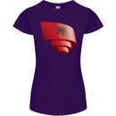 Curled Albania Flag Albanian Day Football Womens Petite Cut T-Shirt Purple