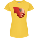 Curled Albania Flag Albanian Day Football Womens Petite Cut T-Shirt Yellow