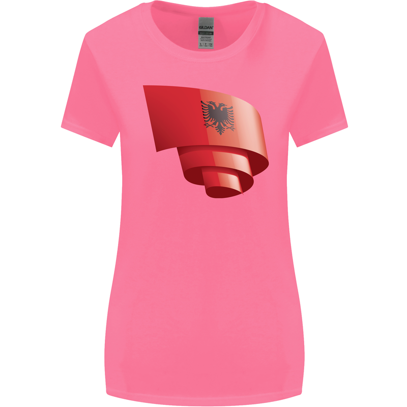 Curled Albania Flag Albanian Day Football Womens Wider Cut T-Shirt Azalea