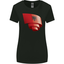 Curled Albania Flag Albanian Day Football Womens Wider Cut T-Shirt Black