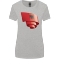 Curled Albania Flag Albanian Day Football Womens Wider Cut T-Shirt Sports Grey