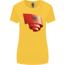 Curled Albania Flag Albanian Day Football Womens Wider Cut T-Shirt Yellow