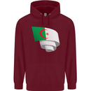 Curled Algeria Flag Algerian Day Football Childrens Kids Hoodie Maroon