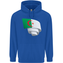Curled Algeria Flag Algerian Day Football Childrens Kids Hoodie Royal Blue