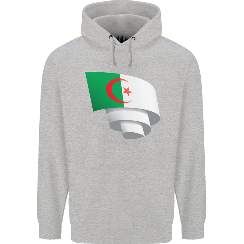 Curled Algeria Flag Algerian Day Football Childrens Kids Hoodie Sports Grey