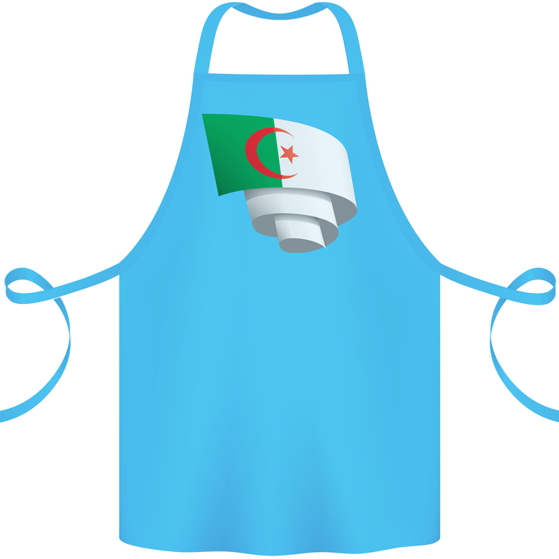 Curled Algeria Flag Algerian Day Football Cotton Apron 100% Organic Turquoise