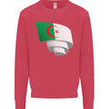 Curled Algeria Flag Algerian Day Football Kids Sweatshirt Jumper Heliconia