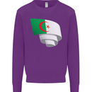 Curled Algeria Flag Algerian Day Football Kids Sweatshirt Jumper Purple