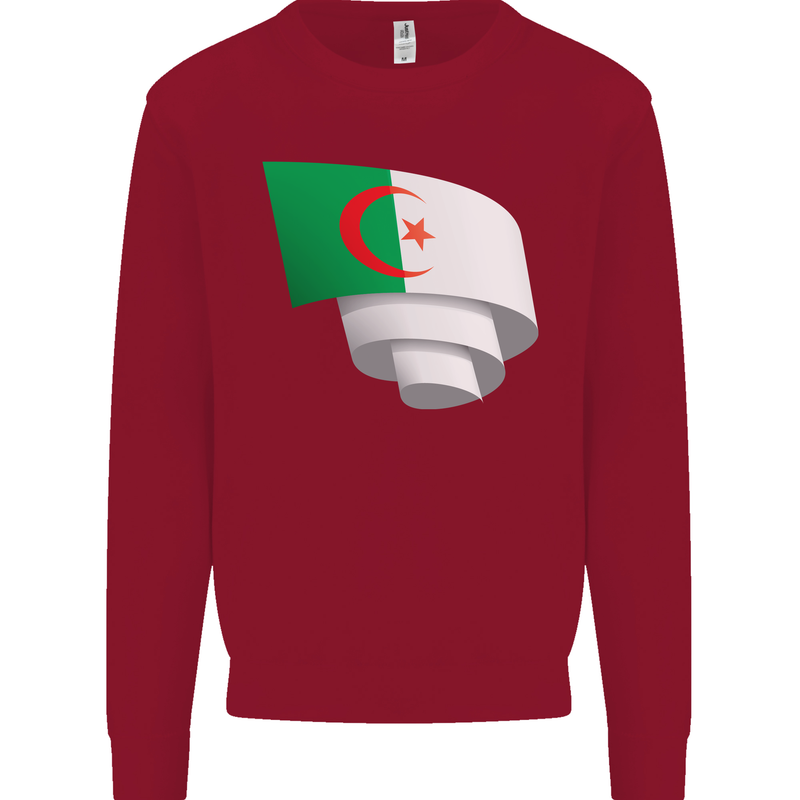 Curled Algeria Flag Algerian Day Football Kids Sweatshirt Jumper Red