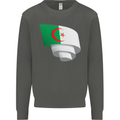 Curled Algeria Flag Algerian Day Football Kids Sweatshirt Jumper Storm Grey