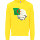 Curled Algeria Flag Algerian Day Football Kids Sweatshirt Jumper Yellow