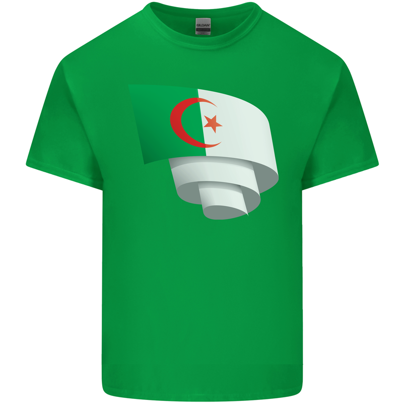 Curled Algeria Flag Algerian Day Football Kids T-Shirt Childrens Irish Green