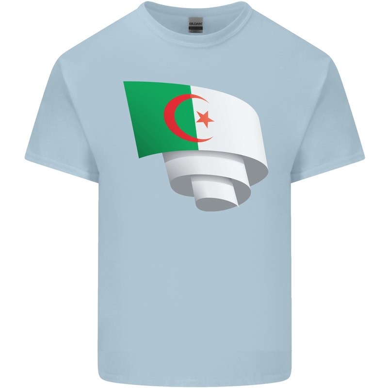 Curled Algeria Flag Algerian Day Football Kids T-Shirt Childrens Light Blue