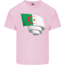 Curled Algeria Flag Algerian Day Football Kids T-Shirt Childrens Light Pink